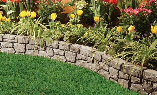 StoneWall Border Realistic Landscape & Garden Edging - 10 Feet